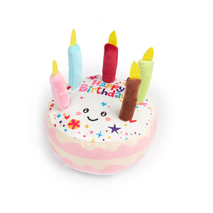 Hot Selling Eco-Friendly Luxury Cartoon Soft <b>Plush</b> Birthday Cake Chew Toy Birthday Gift Dog Indoor/Outdoor Fun Dog Pet - Product Image 3