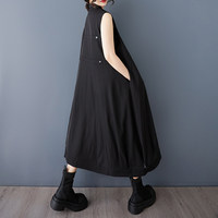 Nouvelle Robe Chemise Sans Manches Longue et Ample pour Femme, Style Minimaliste, Boutonnée sur le Devant, Effet Superposé, Printemps-Été 2026, Vente en Gros