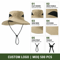 Chapeau Boonie Tactique Kaki 2026 en Gros, Chapeau de Soleil d'Extérieur avec Ventilation en Maille, Sangle Mentonnière Réglable, Logo Personnalisé, OEM, MOQ 500 PIÈCES