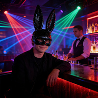 Masque de fête lapin boule disco - Masque d'animal réfléchissant mignon pour club, mascarade, festival, accessoire de costume à thème