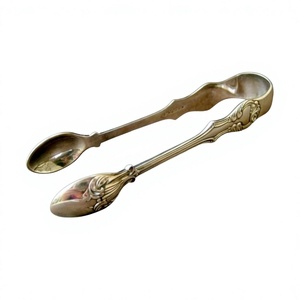 Wholesale Custom Size Silver Ice Tong With Ornate Design For <b>Bar</b> Supplies Food Grade Brass Food Salad Bakery Use Serving Tong - Product Image 1