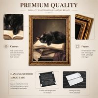 Cetakan Kanvas Kucing Hitam Gothic Vintage Dekorasi Dinding Dark Academia Sampel OEM ODM Siap dalam Setengah Hari