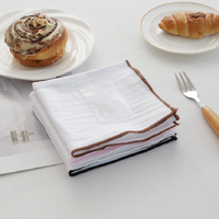 Serviettes de cuisine en coton et lin avec logo personnalisé, bordure multicolore, texture douce et froissée, pour usage quotidien, vente en gros