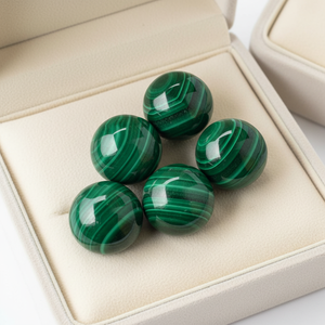 Cabochon Rotondo in <span class=keywords><strong>Malachite</strong></span> Naturale su Misura, Fornitore di Gemme Verdi per Creazione di Gioielli, Cabochon in Pietra Naturale - Product Image 1