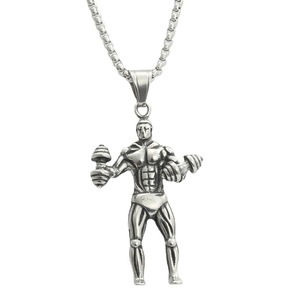 <b>Titanium</b> Steel Fitness Dumbbell Pendant Men Stainless Steel Themed Charm Gift Jewelry Summer 2021 - Product Image 5
