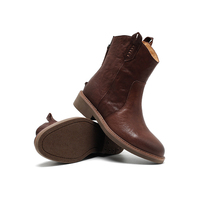 Bottes de cowboy mi-mollet pour femmes, confortables, en daim, doublure en cuir véritable, lacets, respirantes, automne