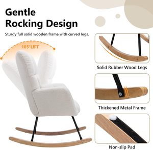 Sillón mecedora Teddy tapizado, sillón deslizante, sillón decorativo con asiento acolchado y respaldo alto, sillón cómodo. - Product Image 4