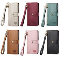Étui portefeuille en cuir à rabat Design coeur de luxe pour iPhone 17 Air 16 Pro Max 15 14 13 12 11 XR XS Max 7 8 porte-cartes Design de livre
