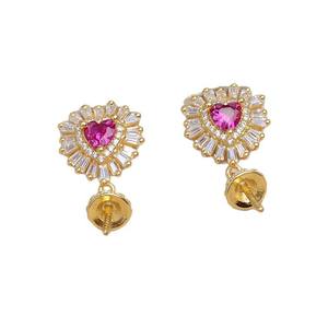 Boucles d'oreilles en argent S925 avec zircone et perle, boucles d'oreilles en forme de cœur de pêche de 10 à 12 mm, support pour boucles d'oreilles, accessoires de bijoux DIY - JG5993 - Product Image 5