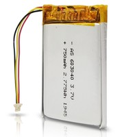 Batería de polímero de litio 603040 750mAh 3.7V con PCB y cable para electrónica de consumo