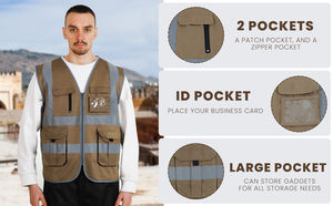 SMASYS حار بيع عاكس البناء البوليستر سترة السلامة RTS متعددة الوظائف PVC معرف الجيب مرحبا فيس السلامة سترة عاكسة - Product Image 3