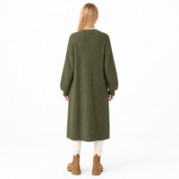 Cardigan Femme Personnalisé avec LOGO, Tricoté Épais, Manches Longues, Couleur Unie, Décontracté, Tendance Hiver, Polyester Doux, Fabrication OEM & ODM
