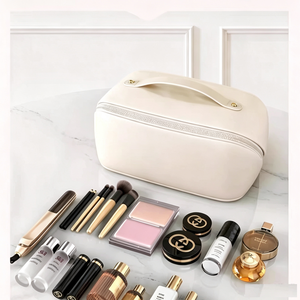 Custom Logo PU <b>Makeup</b> <b>Bag</b> Waterproof Leather Cosmetic <b>Bag</b> <b>Large</b> Capacity Portable Travel Toiletry Zipper Beauty Storage - Product Image 2