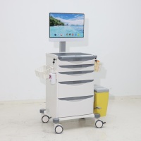 Chariot médical d'hôpital en ABS à 5 tiroirs pour infirmières avec bacs de tri des déchets CPR Board Oxygen Holder IV Pole Attachment Mall Use