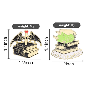 Fantasy Book Club <strong>Sword</strong> <strong>Dragon</strong> Wings Enamel Pin Lost In Fantasy Green <strong>Dragon</strong> Sleeping on Books Brooch Jewelry Gift for Readers - Product Image 2