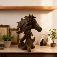 Ornement en résine tête de cheval style nordique, luxe léger, sculpture de bureau, décoration rétro pour armoire à vin, entrée ou table