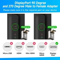 Gold Plated Vertical Bend Adapter DP1.4 8K60Hz Monitor Computer Graphics Card DP Interface Extension Aluminum Alloy Shell
