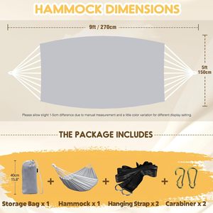 Hamaca de Camping Portátil Ligera de Doble y Individual Plazas, 210T, para Todas las Estaciones, para Viajes y Senderismo al Aire Libre - Product Image 3