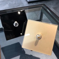 TEP Interrupteur mural encastré type 86 avec panneau à bouton-poussoir personnalisé et interrupteur de réinitialisation à LED en verre trempé, ensemble de prises 1 sortie