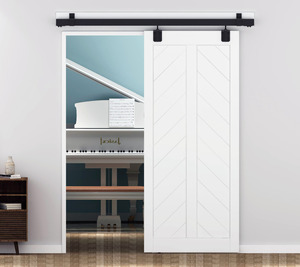 Kit de puerta exterior de Casa de carro doble RHETECH, diseño de garaje de granja del <span class=keywords><strong>Sur</strong></span> moderno clásico, pista de caja plateada de acero duradero - Product Image 2