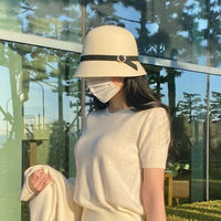 Cappello a Secchiello in Lana da Donna Beige Stile Francese Retrò Cappello da Pescatore Autunno Inverno Caldo Elegante Chic in Feltro di Lana