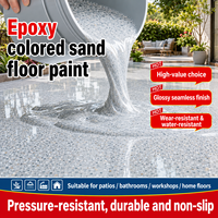 Peinture de sol en sable coloré époxy pour béton, haute dureté, auto-nivelante, séchage rapide, résistante aux taches, revêtement liquide