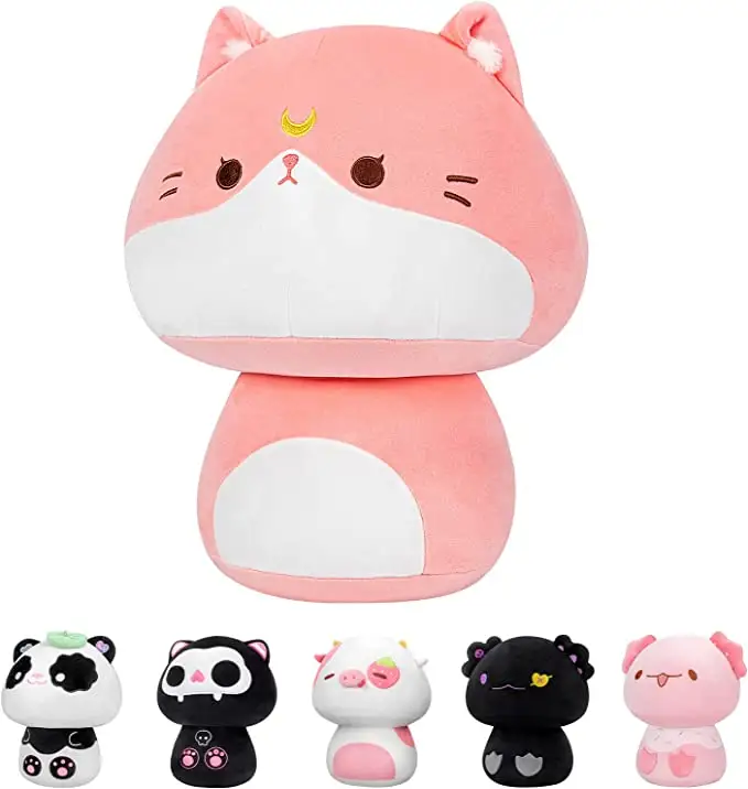 Jouet animal en peluche doux de bonne qualité, oreiller en peluche de chat rose mignon pour cadeaux d'enfants