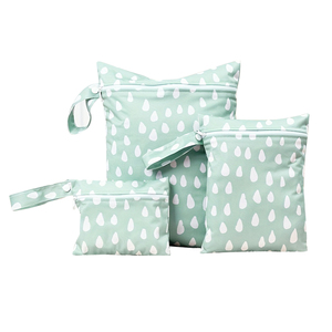 3個セット 防水プリントPUL素材 再利用可能 洗濯可能 ベビーおむつウェットバッグ ポータブルトラベル収納トートバッグ スナップハンドル付き - Product Image 3