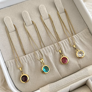 Collar de piedra natal de circón de 7MM de piedra única de diferentes colores a la moda para mujer - Product Image 4