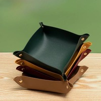 Plateau de rangement pliable en cuir 15/20/25 cm pour bureau, bijoux, clés, monnaies, organisateur de chevet, entrée et salon, usage domestique