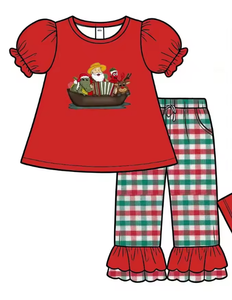 Conjunto de pijama navideño para niñas y niños, camiseta de manga corta, pantalones a cuadros, ropa con estampado de dibujos animados para hermanos - Product Image 6