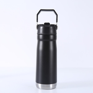 Bouteille d'eau isotherme de haute qualité à large ouverture 650 ml en acier inoxydable, gourde de voyage à double paroi avec couvercle à paille - Product Image 3