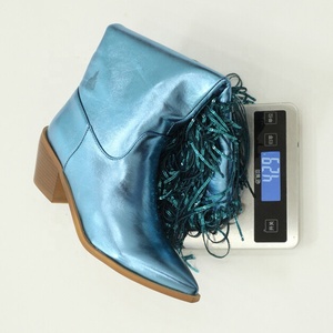 Big Size 48 Women Low Chunky Heels Booties Bling Tassels Cowboy Styles Knee High <b>Boots</b> Paillette Wedges Shoes - Product Image 6