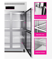 Réfrigérateur vertical à quatre portes en acier inoxydable de grande capacité pour cuisine commerciale Lecon