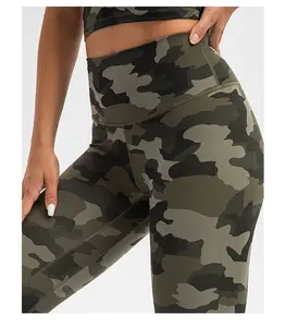 Celana yoga camo kamuflase mili seksi pakaian olahraga fitness memakai gym legging camo