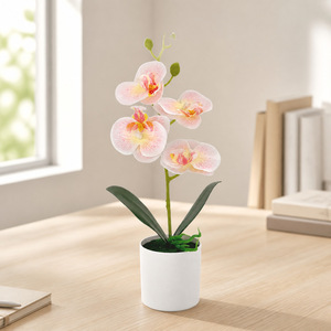 Orchidées Phalaenopsis artificielles avec pot 36,5 cm, bonsaï décoratif pour salon, bureau, bureau à domicile - Product Image 4