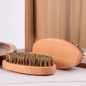 Brosse à barbe en bois naturel avec logo personnalisé, couleur bois originale, poils de sanglier naturels pour hommes - Product Image 3