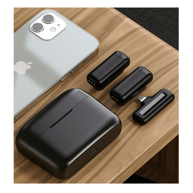 J13-Wireless Microphone 2 in 1 Charge Case Box Portable Video Recording Wireless Lapel Microphone for Android IOS Live Broadcast