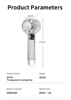 Ventilador de Mano Pequeño al por Mayor, 2000 mAh, 3 Velocidades, Sin Aspas, Recargable, Portátil, para Exteriores, Coche, RV, Ventilador de Refrigeración
