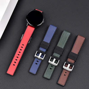 Bracelet de montre professionnel en cuir véritable et silicone, 20 mm, étanche, respirant, souple et réglable pour montre connectée de sport – Vente en gros - Product Image 3