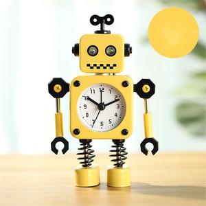 Hot Bán Vuông <span class=keywords><strong>Robot</strong></span> Bàn Sáng Tạo Đồng Hồ Đầu Giường Kim Loại Máy Tính Để Bàn Đồng Hồ Báo Thức Câm Phim Hoạt Hình Sinh Viên Đồng Hồ - Product Image 4