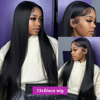 Pelucas de Cabello Humano Liso Natural Vietnamita con Encaje Frontal HD Transparente 13x6 13x4 para Mujeres Negras