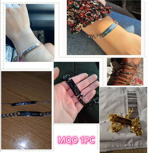 Bracelets et joncs gravés personnalisés en acier inoxydable pour <span class=keywords><strong>hommes</strong></span> et femmes, bracelet vierge en or, texte personnalisé - Product Image 5