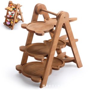 Estante de madera Mu Bei de tres niveles para servir aperitivos en fiestas de té, para el hogar u oficina, ideal como regalo. - Product Image 1