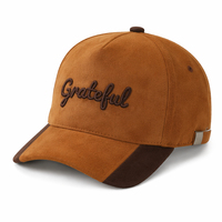 Gorra de béisbol de gamuza con bordado personalizado 'Grateful', bicolor, con cierre de hebilla, estilo 'Dad Hat', textura suave, 6 paneles, de moda, al por mayor