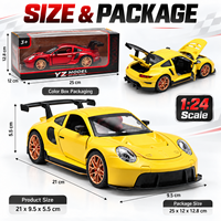Nouvelle voiture de sport miniature en métal moulé sous pression GT 911 à l'échelle 1:24, avec capot et portes ouvrables, jouet pour enfants avec lumières et sons