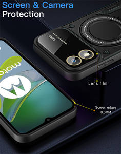 Funda de armadura magnética para <span class=keywords><strong>Motorola</strong></span> <span class=keywords><strong>Moto</strong></span> G84 G04 G24 G34 E13 <span class=keywords><strong>G22</strong></span> G10 G20 G30 G54 protección de lente de cámara de alimentación cubierta de soporte giratorio - Product Image 3