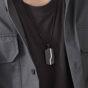 Hombres grabado de acero inoxidable escalador grieta etiqueta collar Punk Zirconia perro etiqueta colgante collar para regalo de recuerdo - Product Image 4