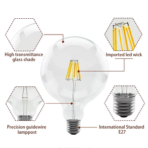Ampoule à filament <span class=keywords><strong>LED</strong></span> Offres Spéciales à intensité variable G80 <span class=keywords><strong>G95</strong></span> G125 <span class=keywords><strong>E27</strong></span> 110V/220V 2200k-6000k Éclairage pour résidentiel 2W 4W 6W AC/DC pour usage domestique - Product Image 4