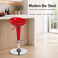 Tabouret de bar moderne réglable en hauteur et pivotant en plastique avec base en métal pour restaurants, usage extérieur et salon